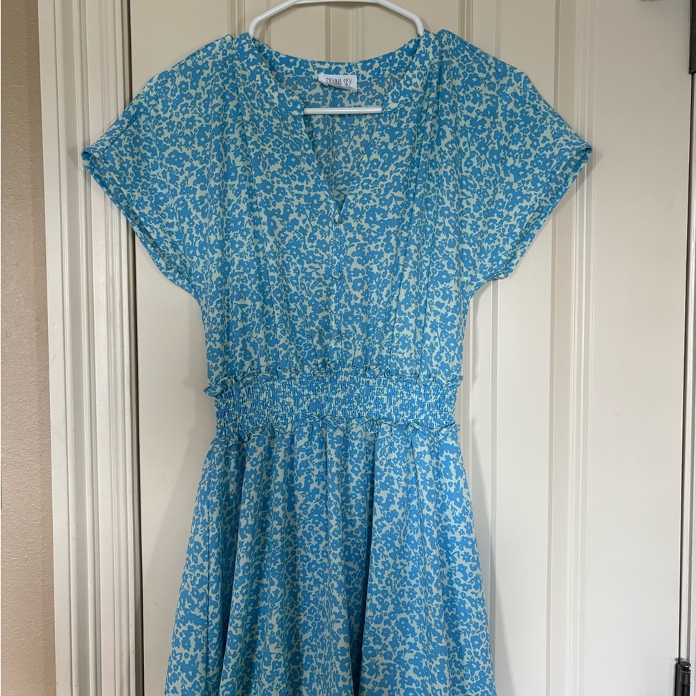 Blue Patterned Women's Dress